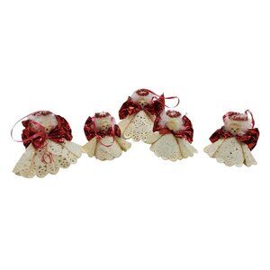 vintage set of 5 handmade lace angels christmas tree ornaments